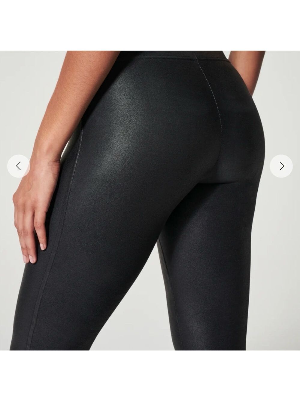 SPANX Black Coated Leggings Size S High Rise